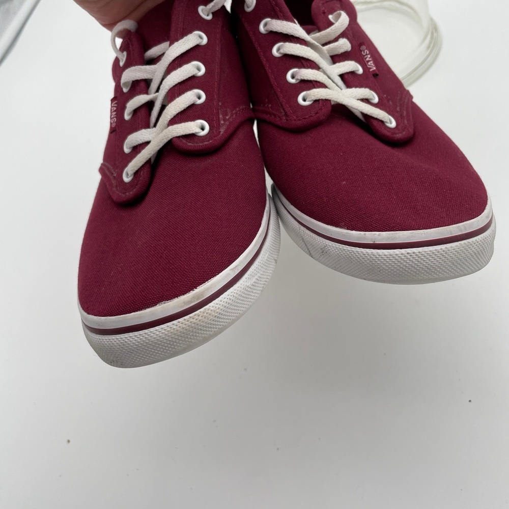 Vans TB4R Burgundy Canvas Low-Top Sneakers White Laces‎ Size Women 10 - Picture 8 of 11